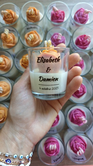 Commande bougies evenement rose