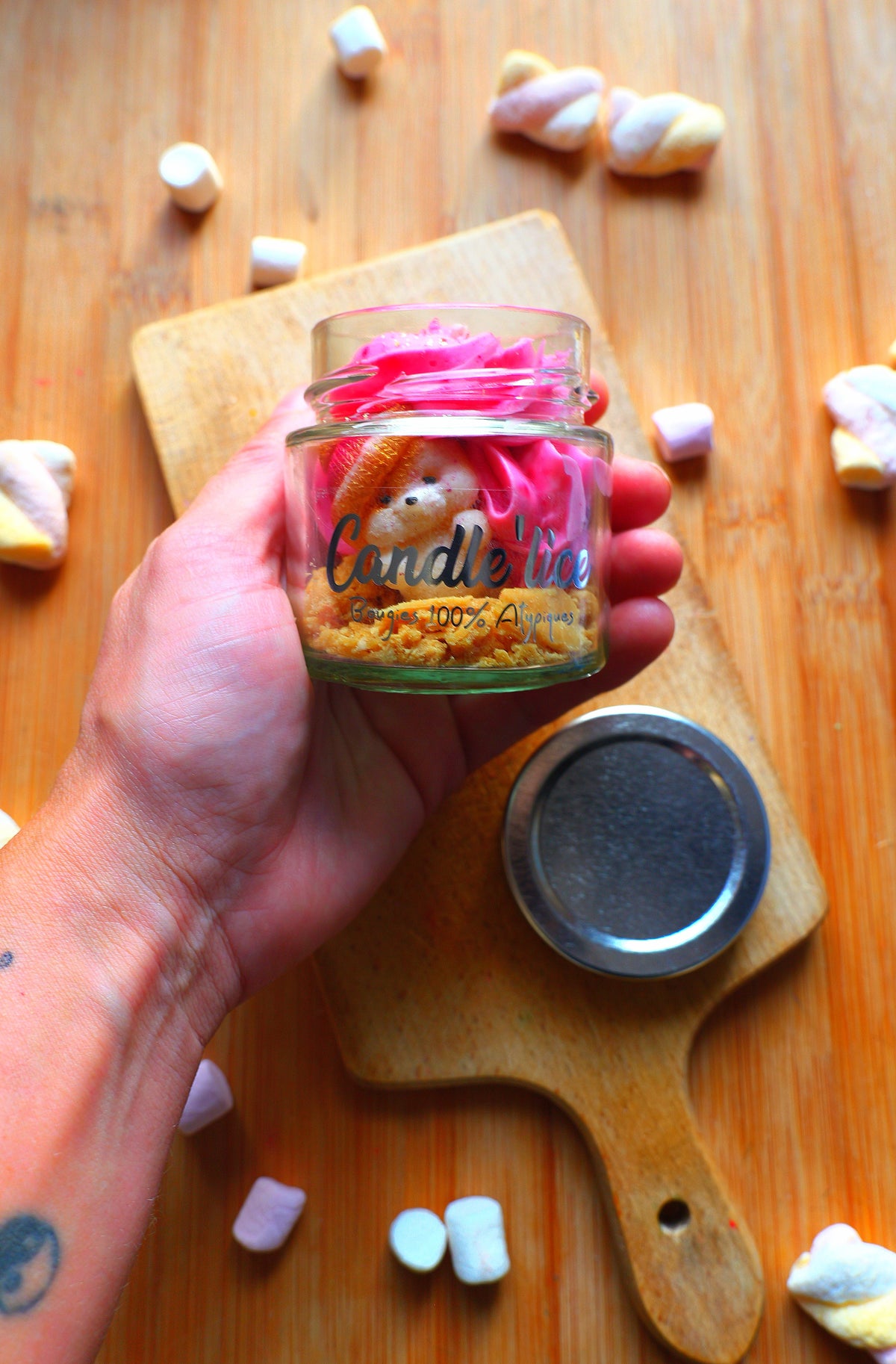 Bougie XS ourson pomme canelle