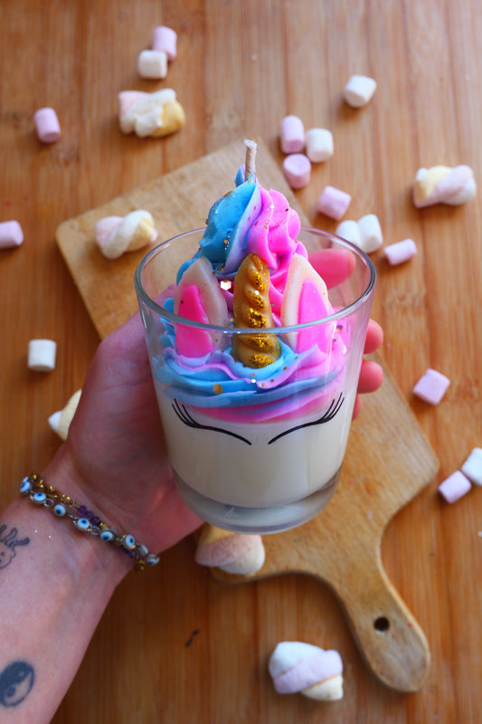 Bougie licorne XL Barbe à Papa