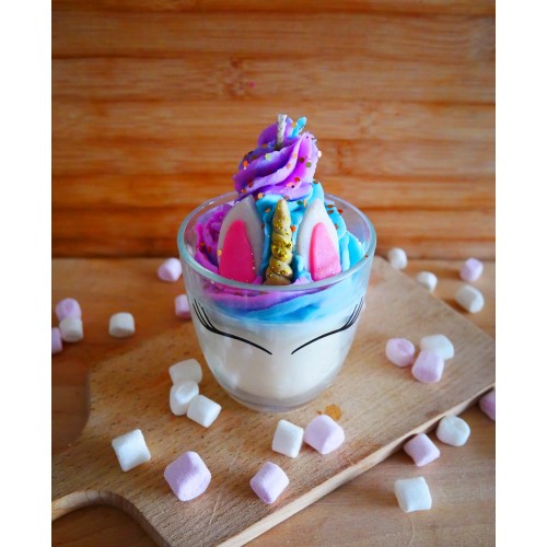 Bougie licorne barbe à papa