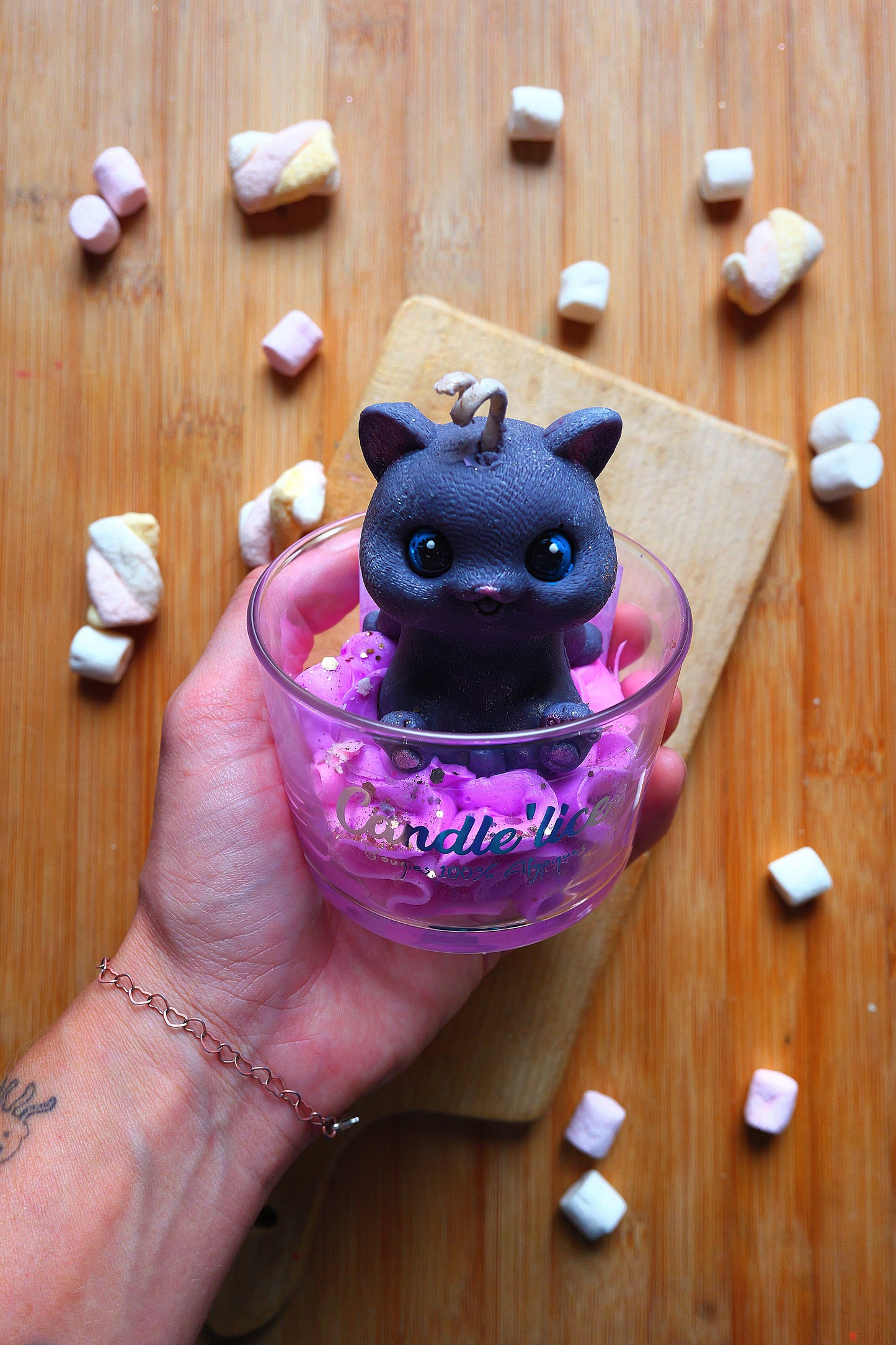 Bougie XL Chat Myrtille Caramel