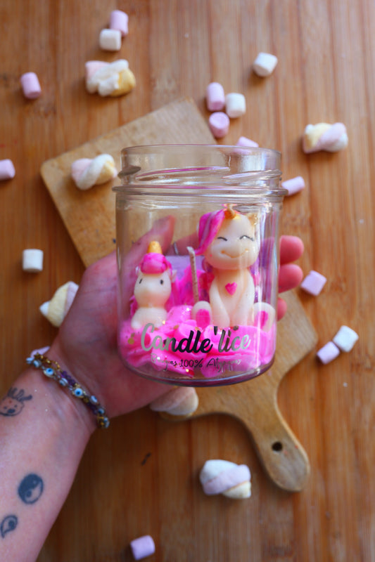 Bougie signature 2 licornes