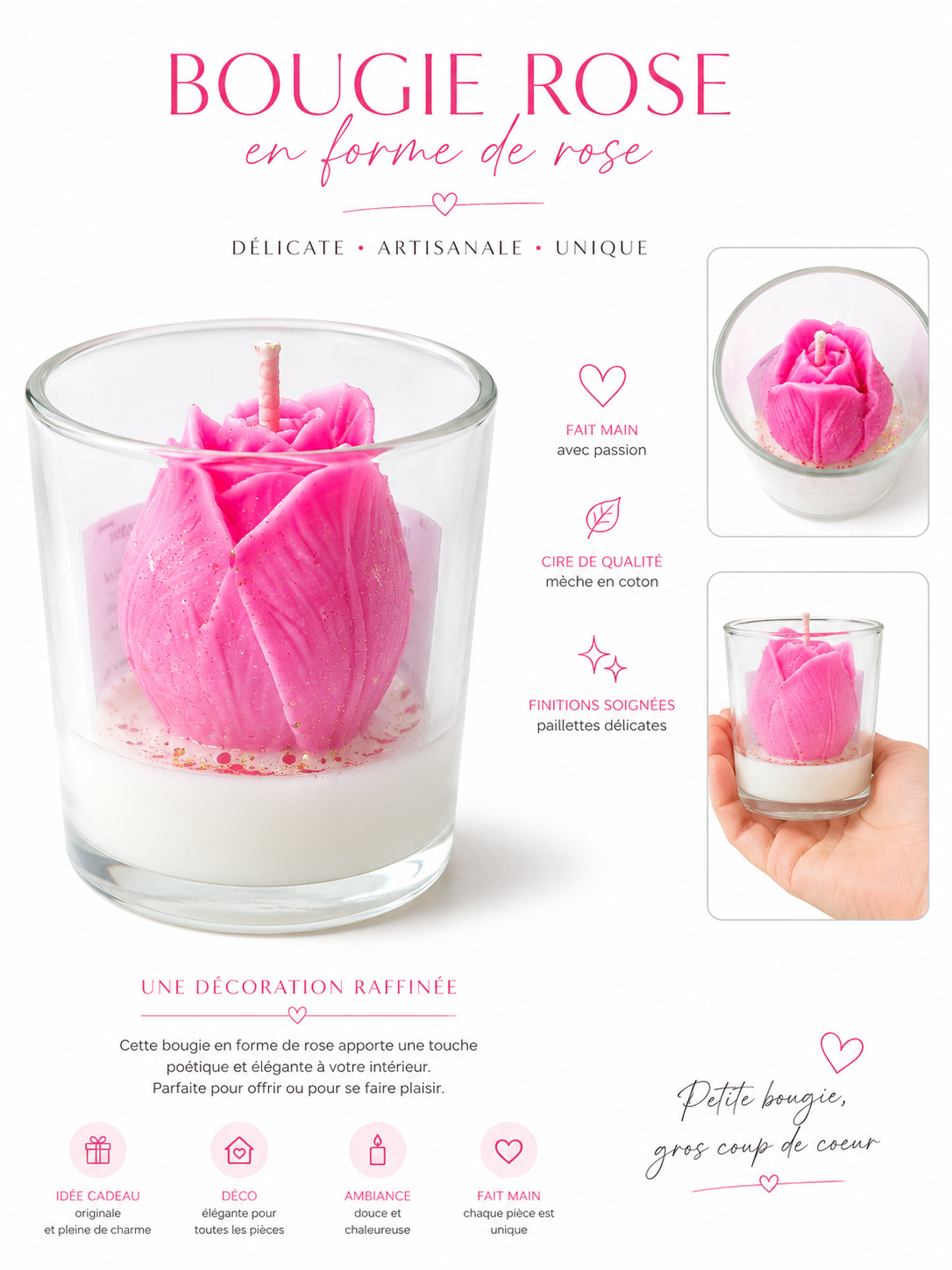 Commande bougies evenement rose