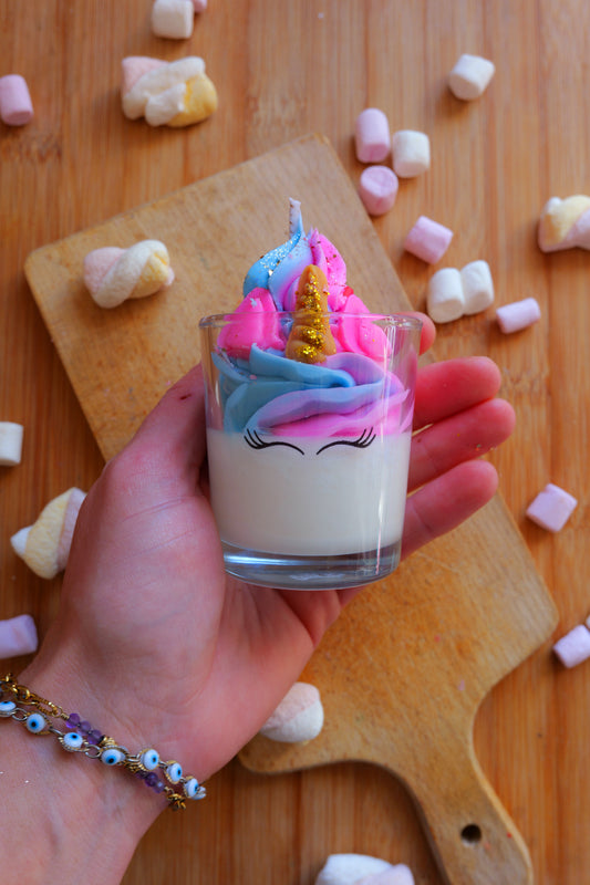 Bougie licorne XS barbe à papa